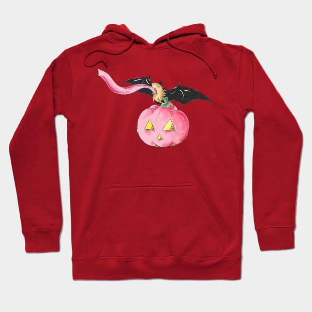 Pink Pumpkin Bat Hoodie by KristenOKeefeArt